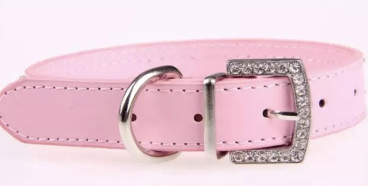 HALFSUMO Strass hondenhalsband, hondenhalsband, leer, hondenhalsband, glanzende stras, huisdieren, puppy's en katten, gecombineerde set met riem, XS, roze HALFSUMO Strass hondenhalsband, hondenhalsband, leer, hondenhalsband, glanzende stras, huisdieren, puppy's en katten, gecombineerde set met riem, XS, roze