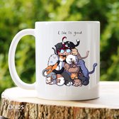 Life is good for cats - Customized mokken en bekers - mokken met tekst - mokken - bekers - cadeautje - cadeau voor vrouw - cadeau vor man - keramiek servies - cadeautje voor haar - cadeautje 