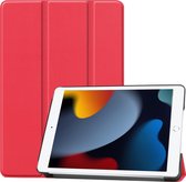 Case2go - Tablet hoes geschikt voor iPad 2021 - 10.2 Inch - Tri-Fold Book Case - Rood