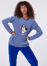 Woody pyjama meisjes/dames - blauw-wit gestreept - ijsbeer - 212-1-PDL-V/912 - maat L