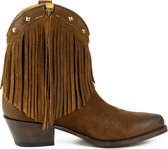 Mayura Boots 2374-F Tabaco/ Dames Cowboy fashion Enkellaars Spitse Neus Western Hak Franjes Echt Leer Maat EU 37