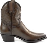 Mayura Boots 2374 Vintage Donker Bruin/ Dames Cowboy fashion Enkellaars Spitse Neus Western Hak Echt Leer Maat EU 36