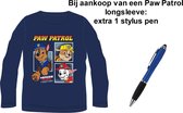 Paw Patrol Nickelodeon Longsleeve - T-shirt - Donkerblauw. Maat 134 cm / 9 jaar + EXTRA 1 Stylus Pen