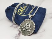 Mei's | Viking Dragon Valknut ketting | ketting heren / Viking sieraad / heren sieraad | Stainless Steel / 316L Roestvrij Staal / Chirurgisch Staal | 60 cm / zilver