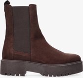 Tango | Bee chunky 88-b dk brown vegan suede mid chelsea boot - brown sole | Maat: 42