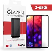 2-pack BMAX Honor View 20 Glazen Screenprotector - Full Cover gehard glas - Beschermglas - Tempered Glass - Glasplaatje - Zwart