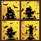 Raamstickers - Halloween - 4-delig Halloween raamstickers - PVC - Zelfklevend Raamfolie - Set 1 - 69 stickers