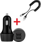 QC2 PRO Qualcomm 3.0A + 2.4A Car Charger + Kabel iPhone – Auto oplader – Quick Charger – Snellader – Dubbele USB Ingang – Volle batterij in 40 minuten - Geschikt voor O.a.iPad / iPhone / Sams