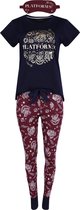 Marineblauwe-bordeauxrode pyjama voor dames + slaapmasker Harry Potter MAAT XL