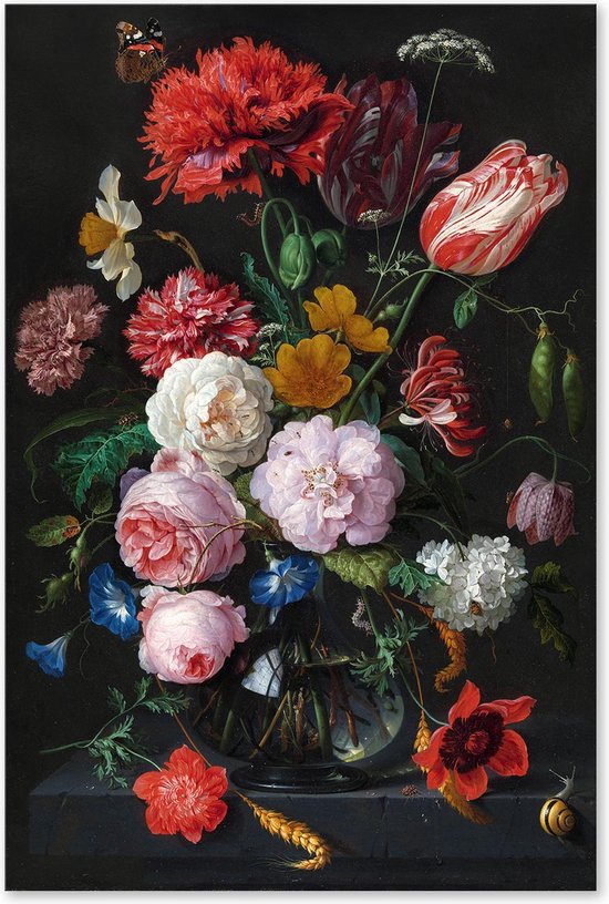 Graphic Message - Print op Dibond Aluminium - Bloemen Stilleven in Glazen Vaas - Jan Davidsz de Heem