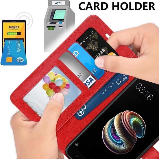 Motorola Moto G60s - Bookcase Rouge - Etui portefeuille avec 2 pièces Glas Protecteur d'écran