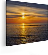 Artaza Canvas Schilderij Zonsondergang In De Zee - 100x80 - Groot - Foto Op Canvas - Canvas Print