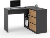 AZ-Home - Bureau Malmo - Hoekbureau - Computer desk - Antraciet/Eiken