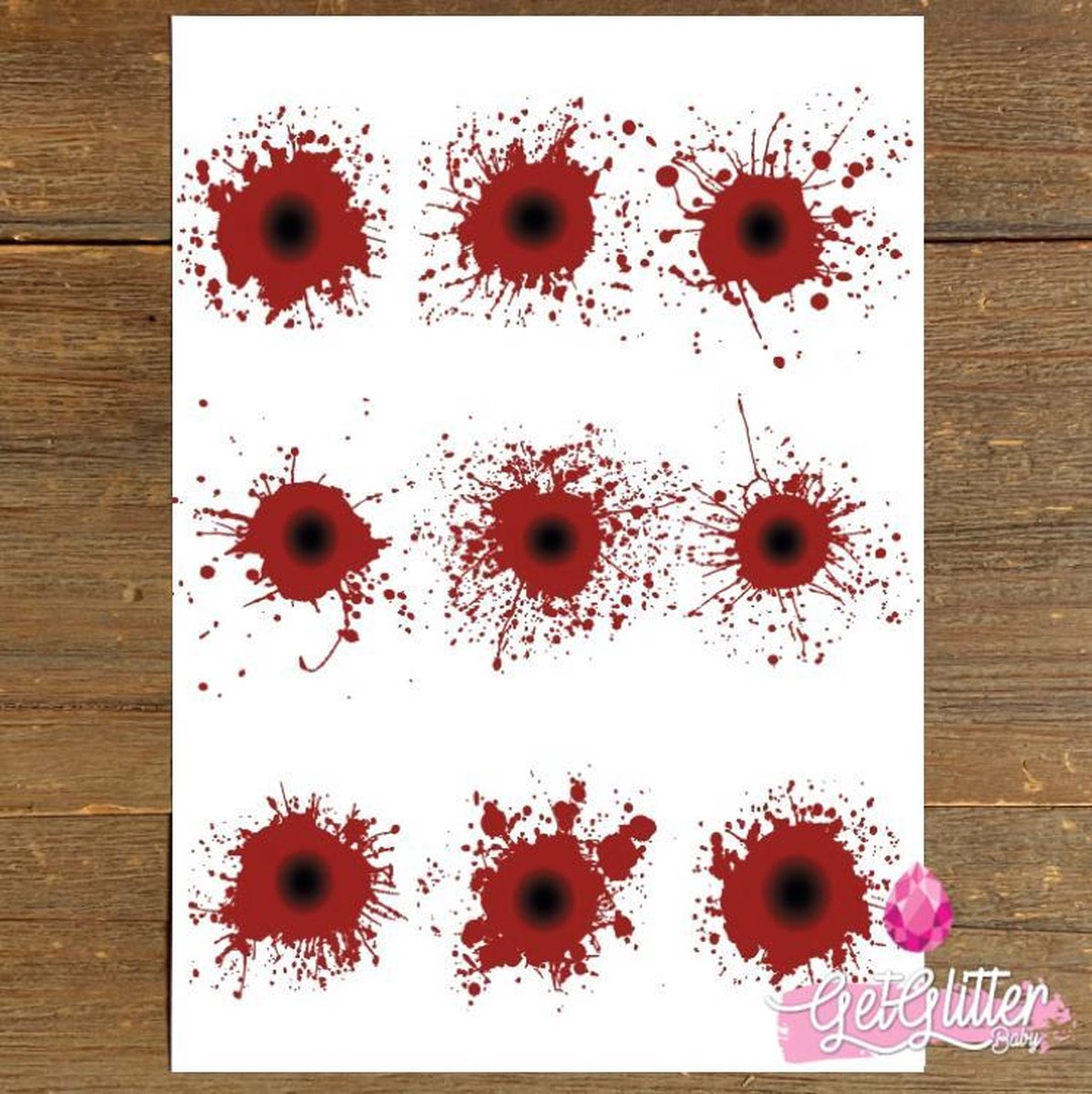 GetGlitterBaby® - Schotwonden Tattoo Halloween Decoratie Versiering / Carnaval Schmink Make Up Plak Tattoos / Tijdelijke Tattoo Bloed / Nep Tatoeage - Wonden