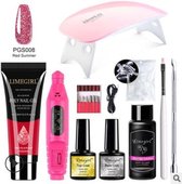C&S® Polygel set - INCL NAGELFREES - Glitter - Incl. Slip Solution, Nagelvijl, Nageltips & Duo Penseel - LED lamp - Top/Base Coat