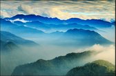 Walljar - Misty Mountains - Muurdecoratie - Poster