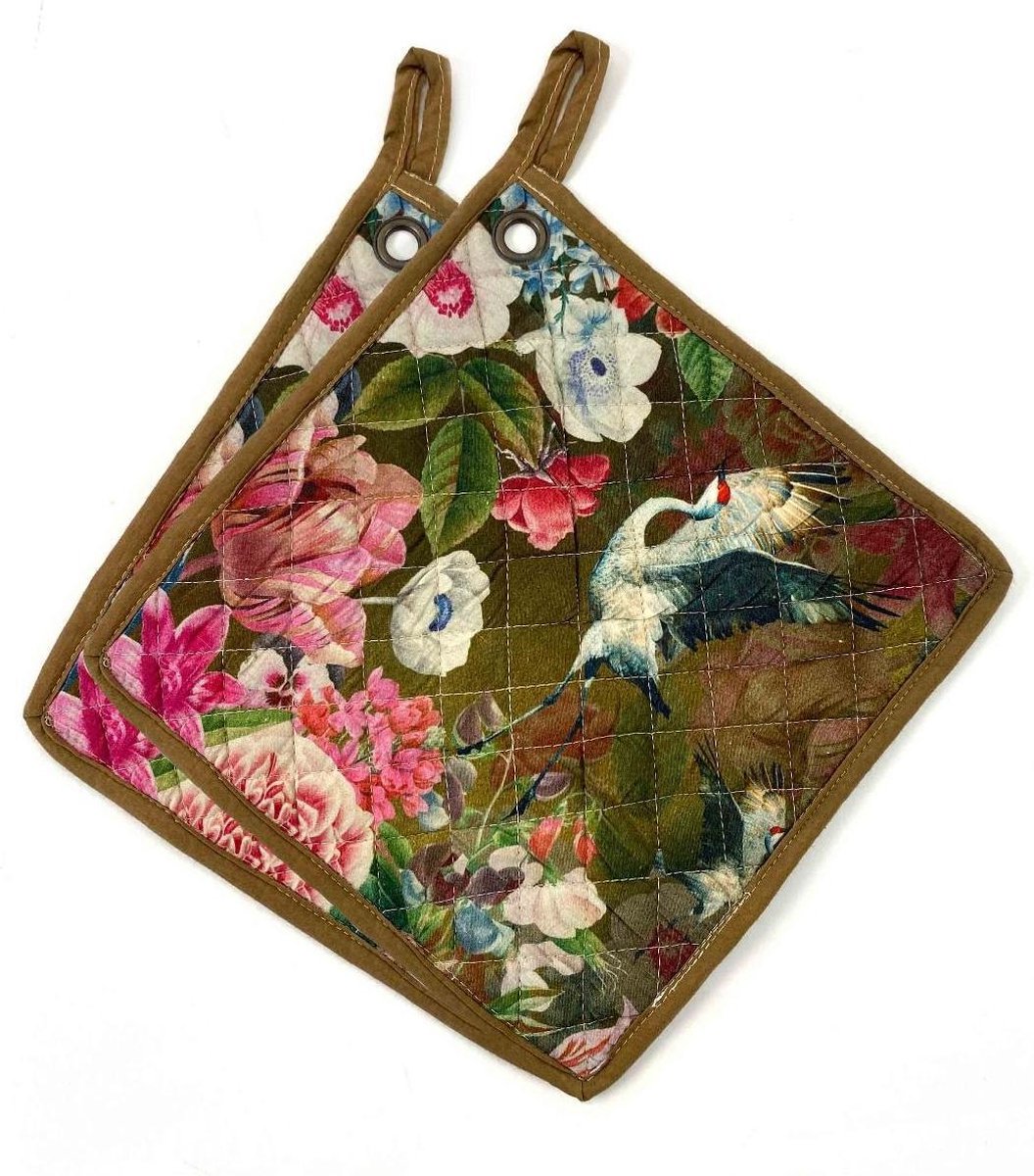 Imbarro   Pannenlappen   Set 2 stuks   Mr Carson Brown   25x25 cm  Katoen