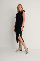 NA-KD Padded High Neck Midi Dames Jurk - Maat S