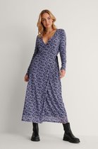 NA-KD Overlap Midi Dames Jurk - Maat XL