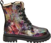 Shoesme zwarte bikerboots met allover multicolor print