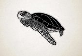 Wanddecoratie - Schildpad zwemmend - L - 75x103cm - Zwart - muurdecoratie - Line Art