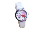 Peppa pig horloge wit bandje, gekleurde cijfers , George pig