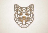Line Art - Hond - Shiba Inu - M - 70x60cm - Eiken - geometrische wanddecoratie