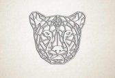 Line Art - Cheetah - M - 60x65cm - Wit - geometrische wanddecoratie