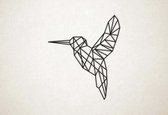 Line Art - Vogel Kolibrie - XS - 29x25cm - Zwart - geometrische wanddecoratie