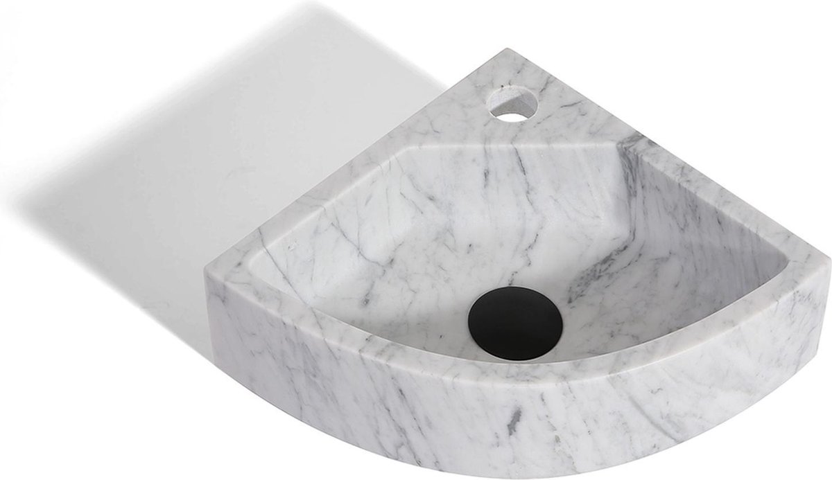 Mawialux toilet fontein - Carrara marmer - 30x30x10cm - Hoekmodel - Wit |  bol.com