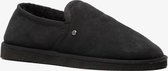 Hush Puppies suede heren pantoffels met lamsvacht - Zwart - Maat 46 - Sloffen - Echt leer