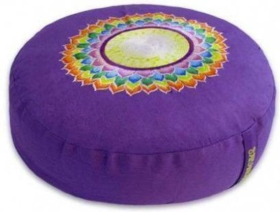 Meditatiekussen 7e chakra geborduurd - 33x17 - Boekweit - Katoen - Violet van Yogi & Yogini — afbeelding 4