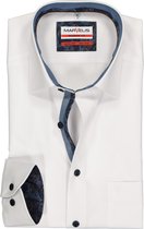 MARVELIS modern fit overhemd - wit  (contrast) - Strijkvrij - Boordmaat: 45