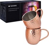Navaris Moscow Mule Cups - Set de 2 - Tasses à Cocktail - Mug pour Moscow Mule et Cocktails - Acier inoxydable - 2 Tasses en cuivre
