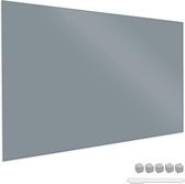 Navaris glassboard - Magnetisch bord voor aan de wand - Memobord van glas - 90 x 60 cm - Magneetbord inclusief magneten en marker - Grijs