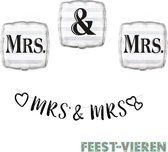 Mrs. & Mrs. Folieballonnen + Mrs. & Mrs. Letterslinger Bruiloft versiering pakket