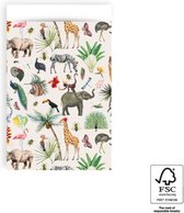 Inpakzakjes - Jungle - Olifant - Tijger - Giraffe - Dieren & Planten - Traktatiezakjes - Uitdeelzakjes - Verjaardagzakjes - Feestzakjes - Inpakzakken | Geboorte - Verjaardag - Brui