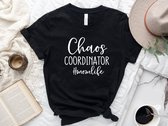 Lykke Chaos Coordinator Shirt | Mom Life Tee | Sarcastic Mom Shirt | Moeder Dag Cadeau | Perfect t-shirt Cadeau - Geboorte | Chaos Woman T-shirt |  zwart katoen