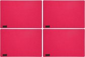 4x stuks rechthoekige placemats met ronde hoeken polyester fuchsia roze 30 x 45 cm - Placemats/onderleggers - Tafeldecoratie