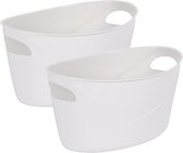 2x stuks flexibele emmers/wasmanden creme wit 6 liter - Opbergmanden/wasmanden van kunststof