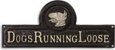 Wanddecoratie - Dogs running loose - Gietijzeren klassiek wandbord - 31,1 cm hoog