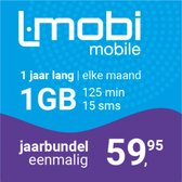 L-Mobi PrePaid Simkaart - ( 1 jaar lang - krijg elke maand 1GB | 125 belminuten | 15 sms'jes) Netwerk van KPN