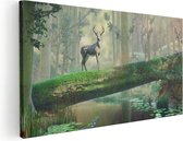 Artaza Canvas Schilderij Hert In Het Bos Op Een Boom - 120x60 - Groot - Foto Op Canvas - Canvas Print