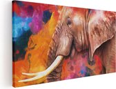 Artaza Canvas Schilderij Kleurrijke Olifant - Abstract - 120x60 - Groot - Foto Op Canvas - Canvas Print
