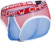 Andrew Christian Almost Naked Retro Mesh Brief - Maat L - Electric Blauw - Heren Slip - Mannen Ondergoed