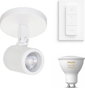 Highlight Rain Opbouwspot met Philips Hue White Ambiance GU10 & Dimmer Switch - Spotjes Opbouw - 1 Lichtpunt - Wit