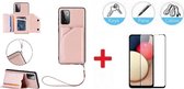 2-in-1 Luxe PU Lederen Wallet Hoesje Met Full Cover Tempered Glass Screenprotector Geschikt Voor  Samsung Galaxy A32 5G - Portemonnee Back Standaard - Kaarthouder Card Case Met Pas