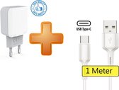 PowerPort 24W Thuislader met USB-C Kabel - Oplader Stekker Adapter met 2 USB Poorten - Geschikt voor Nokia 4.2/4.3/5.1/5.2/5.3/5.4/6/6.1/6.2/6.3/7/7.1/7.2/Lumia/Nokia 9 Pure View