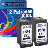 Set van 2x gerecyclede inkt cartridge voor Canon PG-560 XXL Zwart