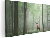 Artaza Canvas Schilderij Hert In Bos - 100x50 - Groot - Foto Op Canvas - Canvas Print